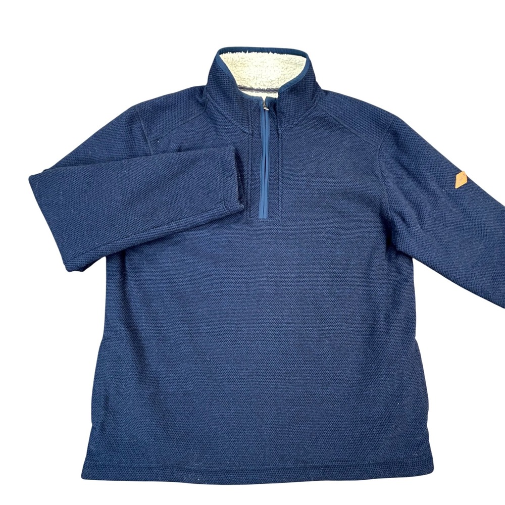 Orvis Quarter‎ Zip Sherpa Lined Pullover Mens Size L Navy Heavy Fleece Jacket